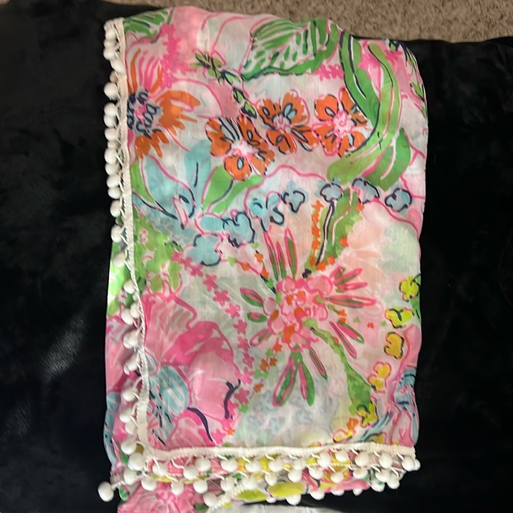 Lilly Pulitzer pom pom scarf